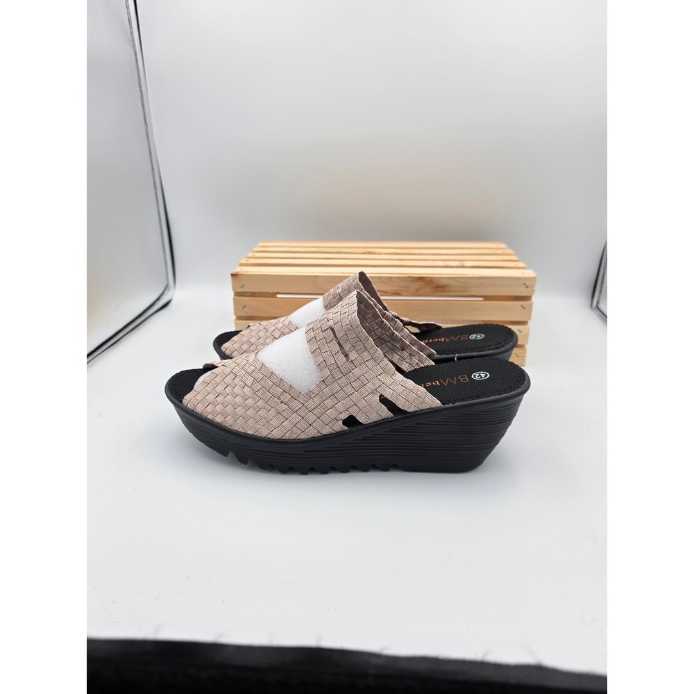 Bernie Mev Wedge Sandals Womens 42 11 Rose Gold Woven Elastic Platform Slides - Picture 8 of 12